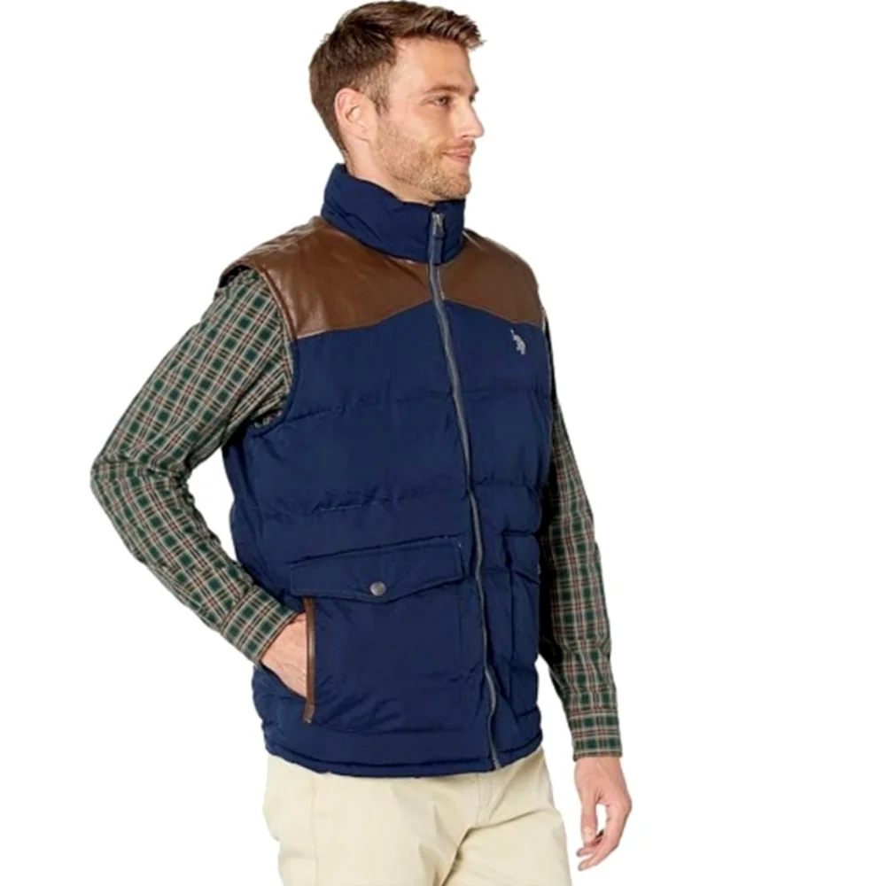 U.S. Polo Assn. Mens Puffer Vest Size S Womens M/L Unisex Puffer Vest Navy - Picture 7 of 13